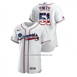 Camiseta Beisbol Hombre Atlanta Braves Will Smith 2020 Stars & Stripes 4th of July Blanco