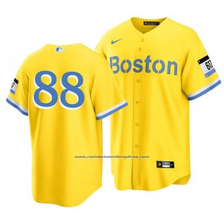 Camiseta Beisbol Hombre Boston Red Sox Michael Gettys 2021 City Connect Replica Oro