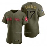 Camiseta Beisbol Hombre Boston Red Sox Nathan Eovaldi Camuflaje Digital Verde 2021 Salute To Service