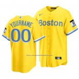 Camiseta Beisbol Hombre Boston Red Sox Personalizada 2021 City Connect Replica Oro