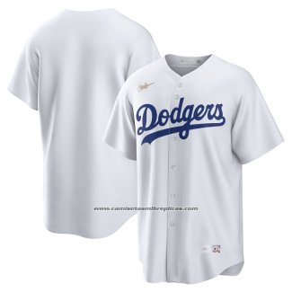 Camiseta Beisbol Hombre Brooklyn Los Angeles Dodgers Primera Cooperstown Collection Blanco