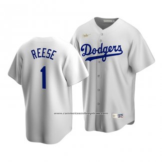 Camiseta Beisbol Hombre Brooklyn Los Angeles Dodgers White Pee Wee Reese Cooperstown Collection Primera Blanco