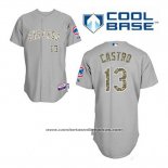 Camiseta Beisbol Hombre Chicago Cubs 13 Starlin Castro Gris Usmc Cool Base
