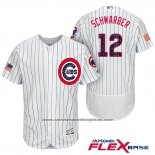 Camiseta Beisbol Hombre Chicago Cubs 2017 Estrellas y Rayas Cubs 12 Kyle Schwarber Blanco Flex Base