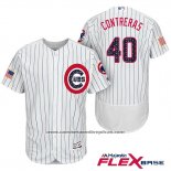 Camiseta Beisbol Hombre Chicago Cubs 2017 Estrellas y Rayas Cubs 40 Willson Contreras Blanco Flex Base