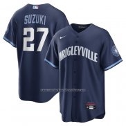 Camiseta Beisbol Hombre Chicago Cubs Seiya Suzuki City Connect Replica Azul