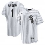 Camiseta Beisbol Hombre Chicago White Sox NO 1 Groom Primera Replica Blanco