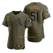 Camiseta Beisbol Hombre Chicago White Sox Ryan Tepera Camuflaje Digital Verde 2021 Salute To Service