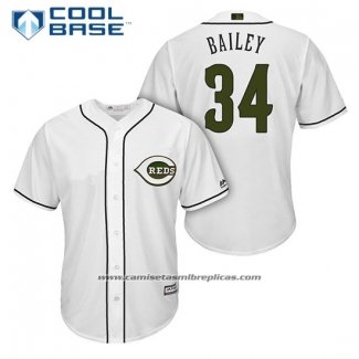 Camiseta Beisbol Hombre Cincinnati Reds 34 Homer Bailey Blanco 2018 Alterno Cool Base