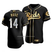 Camiseta Beisbol Hombre Cincinnati Reds Pete Rose Golden Edition Autentico Negro