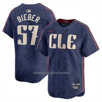 Camiseta Beisbol Hombre Cleveland Guardians Shane Bieber City Connect Limited Azul