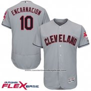 Camiseta Beisbol Hombre Cleveland Indians 10 Edwin Encarnacion Gris 2017 Flex Base