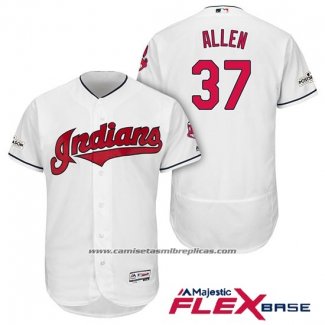 Camiseta Beisbol Hombre Cleveland Indians 2017 Postemporada Cody Allen Blanco Flex Base