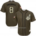 Camiseta Beisbol Hombre Cleveland Indians 8 Lonnie Chisenhall Verde Salute To Service