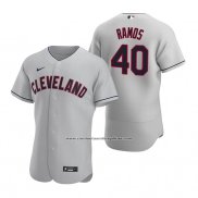 Camiseta Beisbol Hombre Cleveland Indians Wilson Ramos Autentico Road Gris