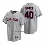 Camiseta Beisbol Hombre Cleveland Indians Wilson Ramos Replica Road Gris