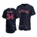 Camiseta Beisbol Hombre Cleveland Indians Zach Plesac Alterno Autentico Azul