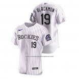 Camiseta Beisbol Hombre Colorado Rockies Charlie Blackmon Authentic Blanco