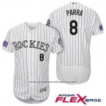 Camiseta Beisbol Hombre Colorado Rockies Gerardo Parra 8 Blanco Autentico Collection Flex Base