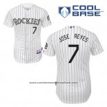 Camiseta Beisbol Hombre Colorado Rockies Jose Reyes 7 Blanco Primera Cool Base
