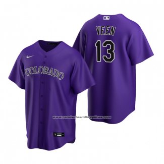 Camiseta Beisbol Hombre Colorado Rockies Zac Veen Replica 2020 Violeta