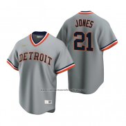 Camiseta Beisbol Hombre Detroit Tigers Jacoby Jones Cooperstown Collection Road Gris