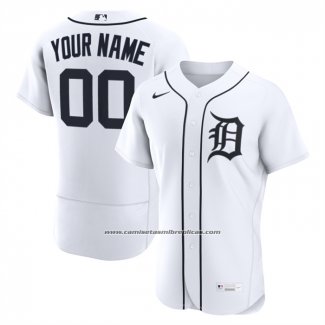 Camiseta Beisbol Hombre Detroit Tigers Primera Autentico Personalizada Blanco