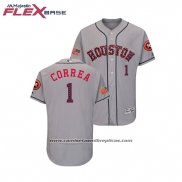 Camiseta Beisbol Hombre Houston Astros Carlos Correa 2018 Stars & Stripes Flex Base Gris