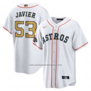Camiseta Beisbol Hombre Houston Astros Cristian Javier 2023 Gold Collection Replica Blanco Oro
