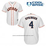 Camiseta Beisbol Hombre Houston Astros George Springer 4 Blanco Primera Cool Base