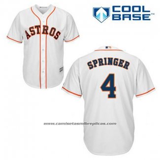 Camiseta Beisbol Hombre Houston Astros George Springer 4 Blanco Primera Cool Base
