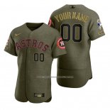 Camiseta Beisbol Hombre Houston Astros Personalizada Camuflaje Digital Verde 2021 Salute To Service