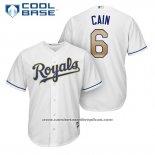 Camiseta Beisbol Hombre Kansas City Royals 6 Lorenzo Cain Blanco 2017 Cool Base