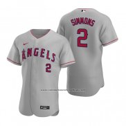 Camiseta Beisbol Hombre Los Angeles Angels Andrelton Simmons Autentico 2020 Road Gris