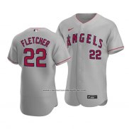 Camiseta Beisbol Hombre Los Angeles Angels David Fletcher Autentico Road Gris