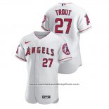 Camiseta Beisbol Hombre Los Angeles Angels Mike Trout Autentico Blanco