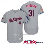 Camiseta Beisbol Hombre Los Angeles Dodgers 2017 Estrellas y Rayas Joc Pederson Gris Flex Base