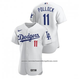 Camiseta Beisbol Hombre Los Angeles Dodgers A.j. Pollock Autentico Blanco