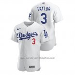 Camiseta Beisbol Hombre Los Angeles Dodgers Chris Taylor Autentico Blanco