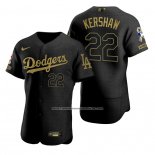 Camiseta Beisbol Hombre Los Angeles Dodgers Clayton Kershaw Negro 2021 Salute To Service