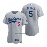 Camiseta Beisbol Hombre Los Angeles Dodgers Corey Seager Autentico 2020 Alterno Gris