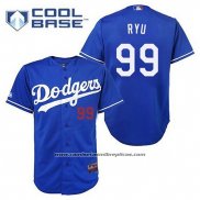Camiseta Beisbol Hombre Los Angeles Dodgers Hyun Jin Ryu 99 Azul Cool Base