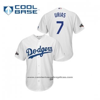 Camiseta Beisbol Hombre Los Angeles Dodgers Julio Urias 2019 Postemporada Cool Base Blanco