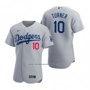 Camiseta Beisbol Hombre Los Angeles Dodgers Justin Turner Autentico 2020 Alterno Gris