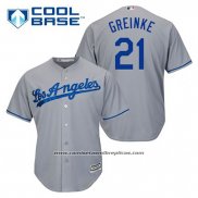 Camiseta Beisbol Hombre Los Angeles Dodgers Zack Greinke 21 Gris Cool Base
