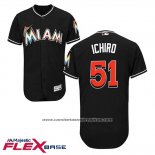 Camiseta Beisbol Hombre Miami Marlins 51 Ichiro Suzuki Alterno Negro Flex Base Autentico Collection