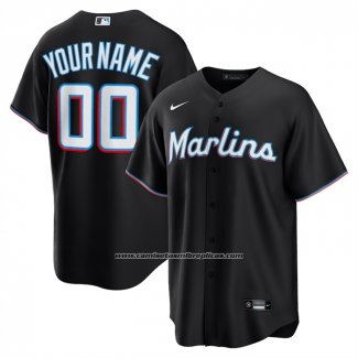 Camiseta Beisbol Hombre Miami Marlins Alterno Replica Personalizada Negro1
