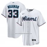 Camiseta Beisbol Hombre Miami Marlins Eric Wagaman Primera Replica Blanco