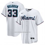 Camiseta Beisbol Hombre Miami Marlins Eric Wagaman Primera Replica Blanco