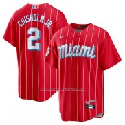 Camiseta Beisbol Hombre Miami Marlins Jazz Chisholm Jr. City Connect Replica Red